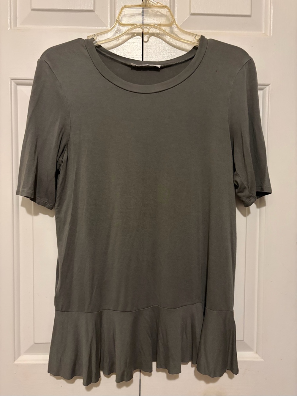BCBGeneration Short Sleeve Peplum Tee in army green